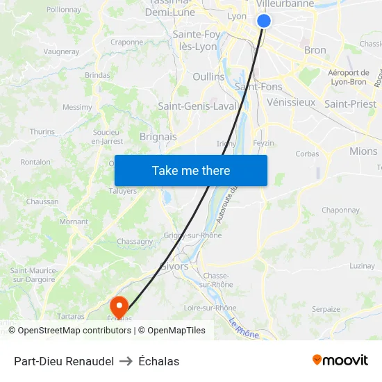 Part-Dieu Renaudel to Échalas map