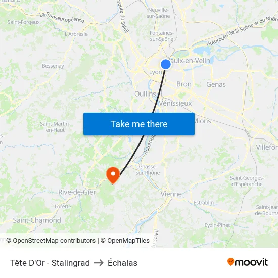 Tête D'Or - Stalingrad to Échalas map