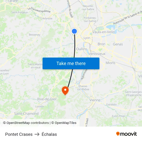 Pontet Crases to Échalas map