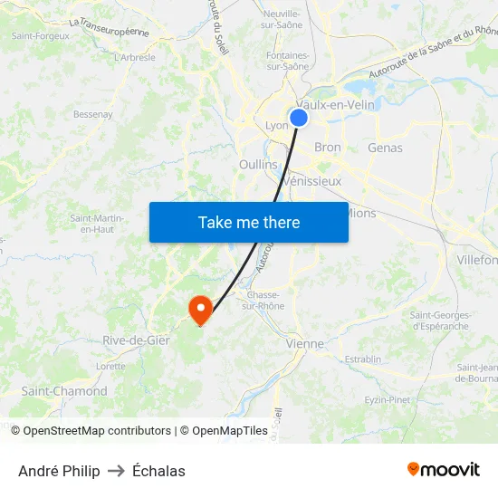 André Philip to Échalas map