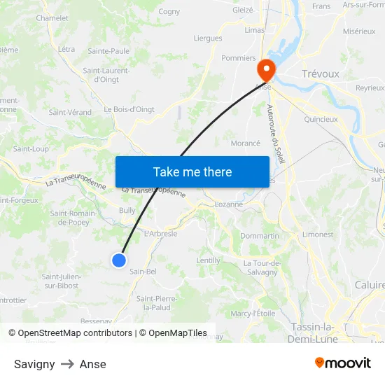 Savigny to Anse map