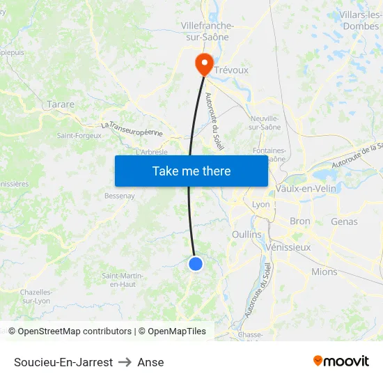 Soucieu-En-Jarrest to Anse map