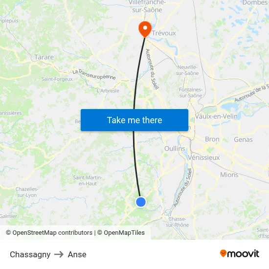Chassagny to Anse map