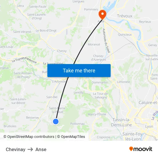 Chevinay to Anse map