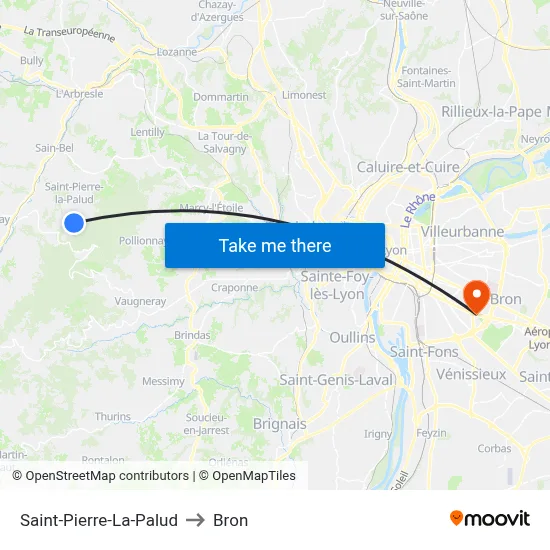 Saint-Pierre-La-Palud to Bron map