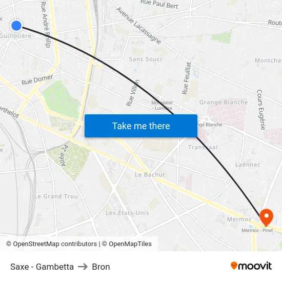 Saxe - Gambetta to Bron map