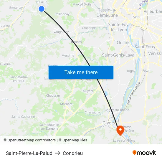 Saint-Pierre-La-Palud to Condrieu map