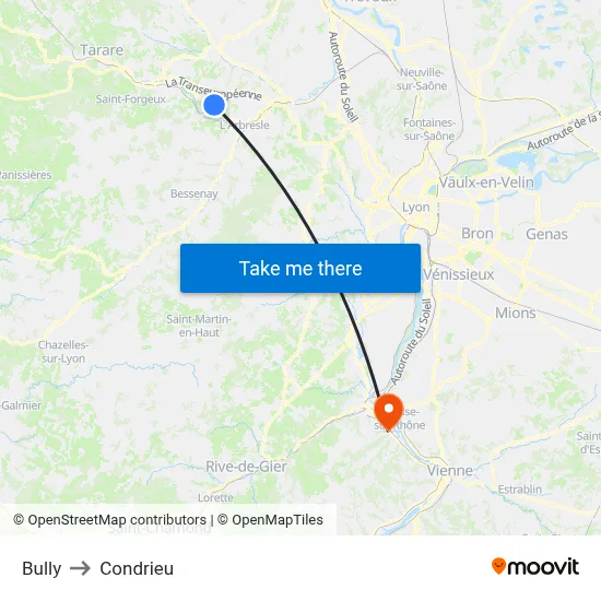 Bully to Condrieu map