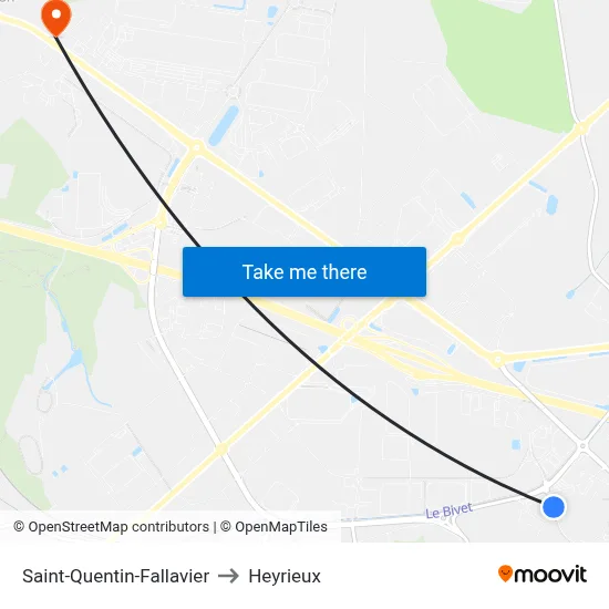 Saint-Quentin-Fallavier to Heyrieux map