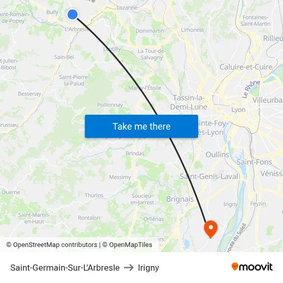 Saint-Germain-Sur-L'Arbresle to Irigny map