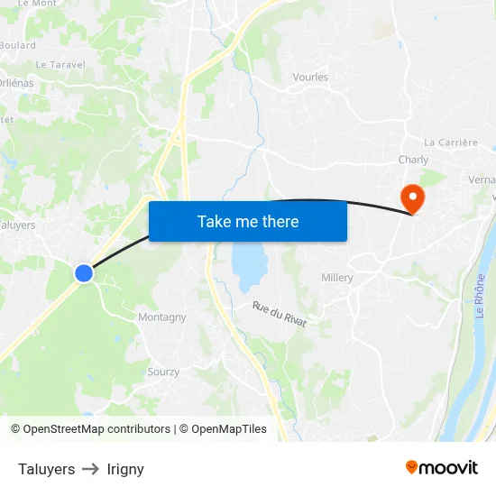 Taluyers to Irigny map