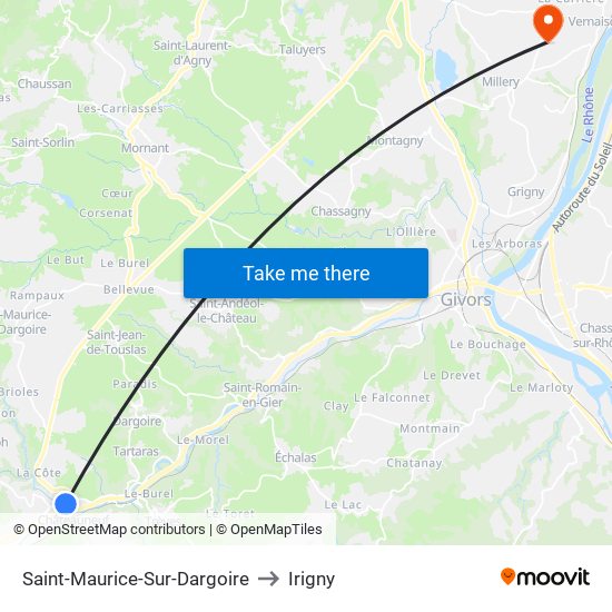 Saint-Maurice-Sur-Dargoire to Irigny map