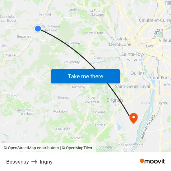 Bessenay to Irigny map