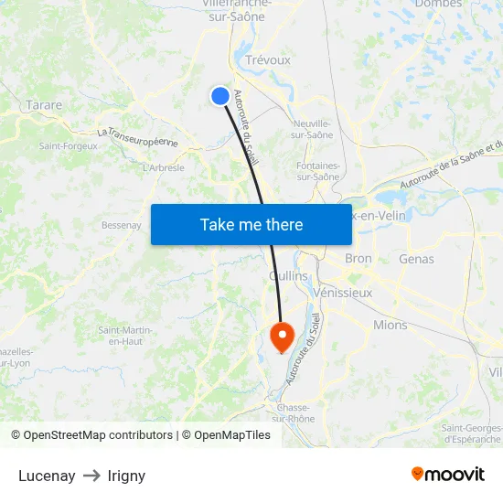 Lucenay to Irigny map