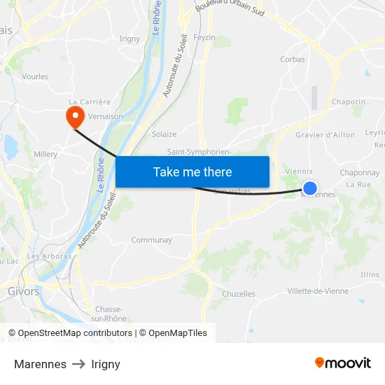 Marennes to Irigny map