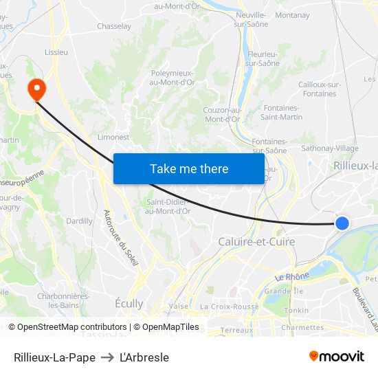 Rillieux-La-Pape to L'Arbresle map