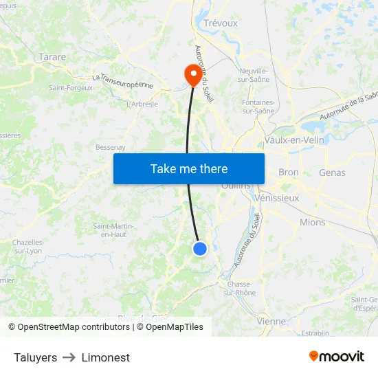Taluyers to Limonest map