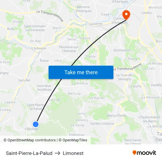 Saint-Pierre-La-Palud to Limonest map