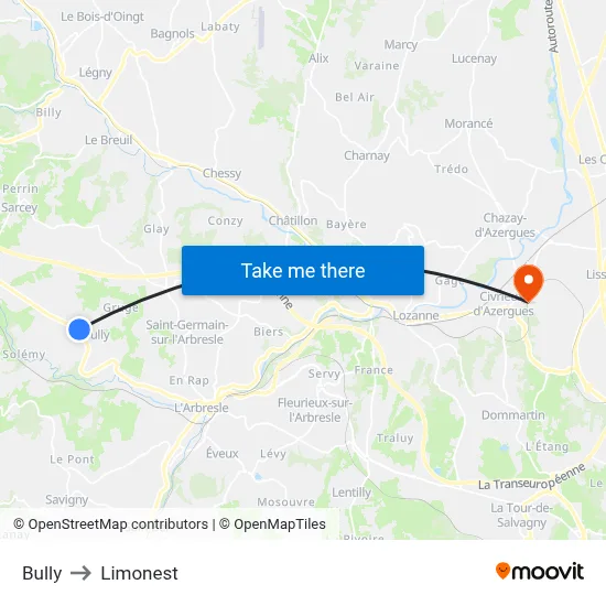 Bully to Limonest map
