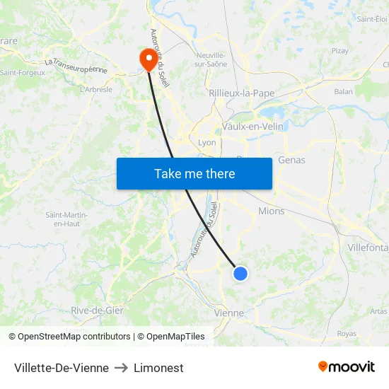 Villette-De-Vienne to Limonest map