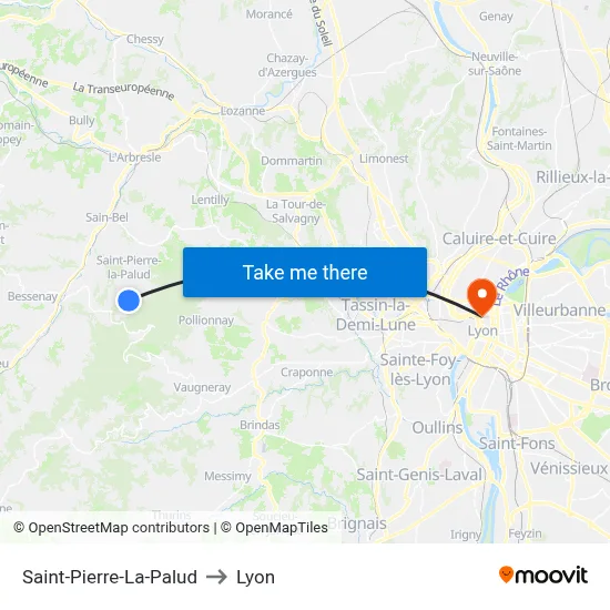 Saint-Pierre-La-Palud to Lyon map