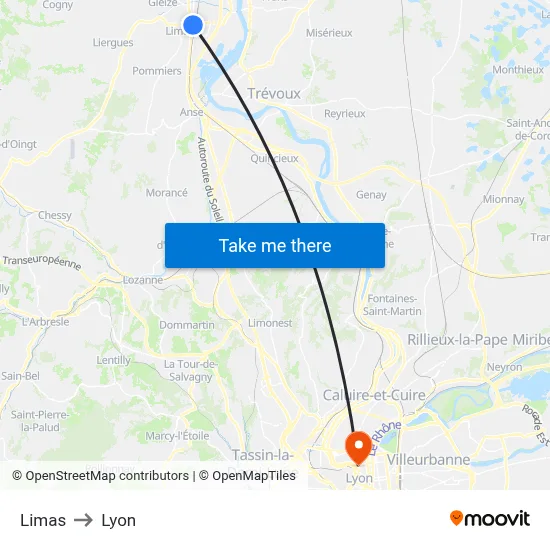 Limas to Lyon map