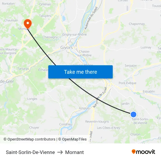 Saint-Sorlin-De-Vienne to Mornant map