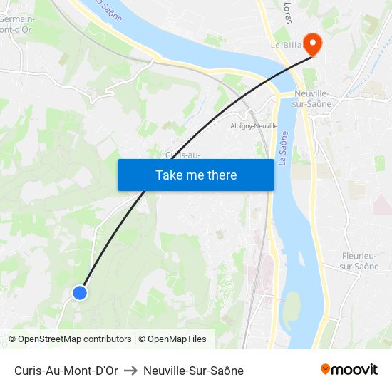Curis-Au-Mont-D'Or to Neuville-Sur-Saône map