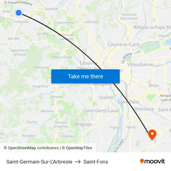 Saint-Germain-Sur-L'Arbresle to Saint-Fons map