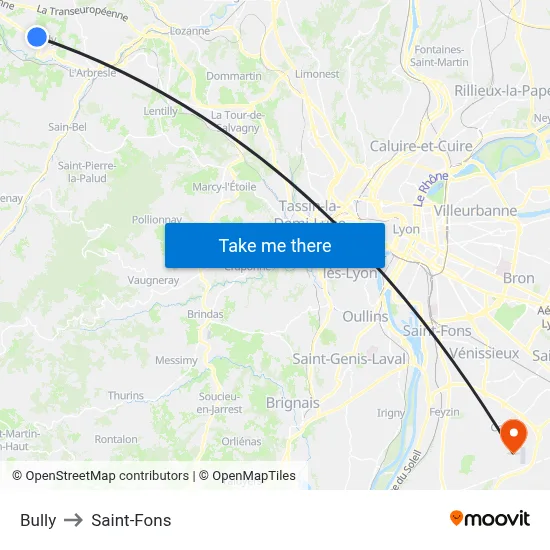 Bully to Saint-Fons map