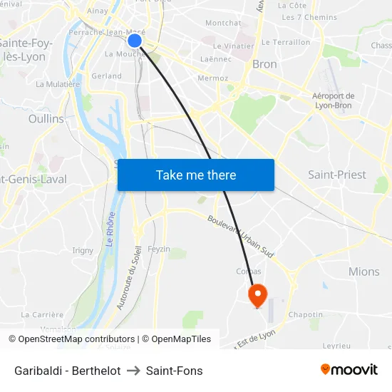 Garibaldi - Berthelot to Saint-Fons map