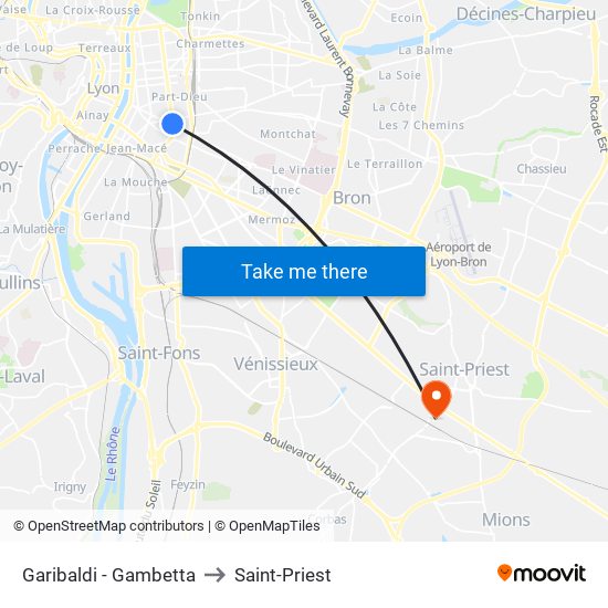 Garibaldi - Gambetta to Saint-Priest map