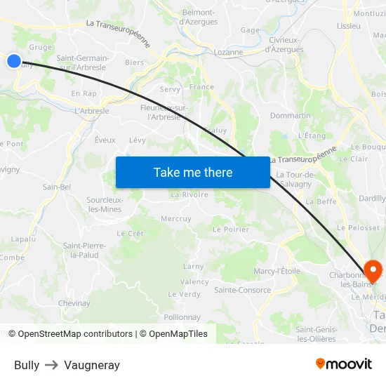 Bully to Vaugneray map