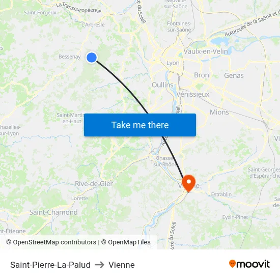 Saint-Pierre-La-Palud to Vienne map