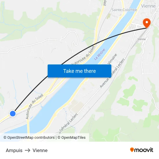 Ampuis to Vienne map