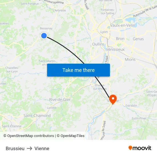 Brussieu to Vienne map