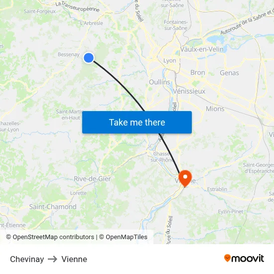 Chevinay to Vienne map
