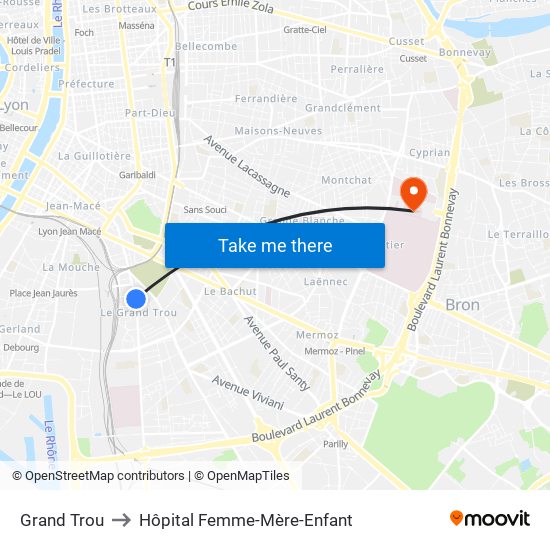 Grand Trou to Hôpital Femme-Mère-Enfant map