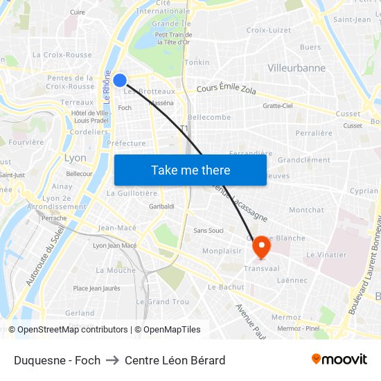 Duquesne - Foch to Centre Léon Bérard map
