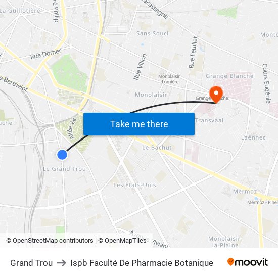 Grand Trou to Ispb Faculté De Pharmacie Botanique map