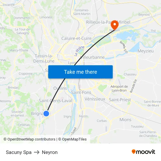 Sacuny Spa to Neyron map