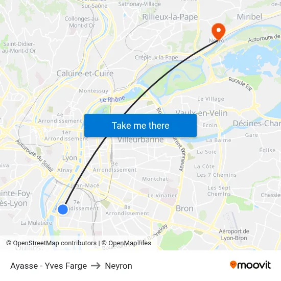 Ayasse - Yves Farge to Neyron map