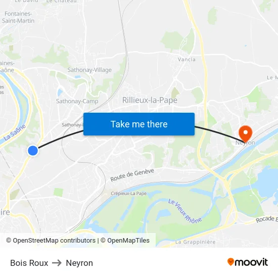 Bois Roux to Neyron map