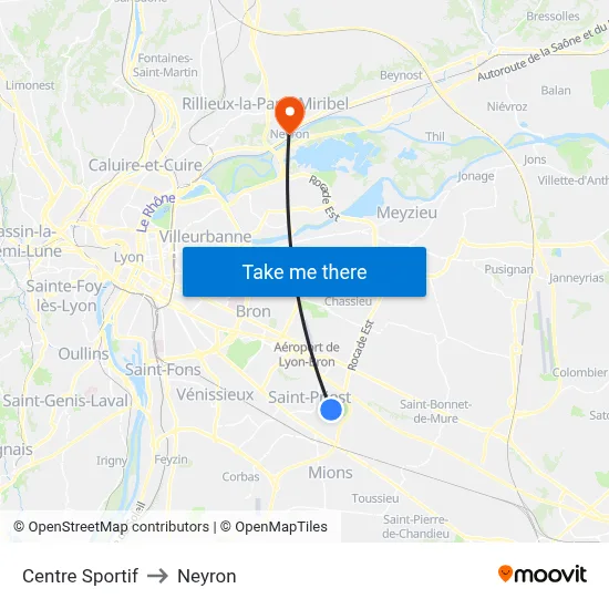 Centre Sportif to Neyron map