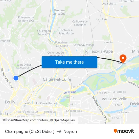 Champagne (Ch.St Didier) to Neyron map