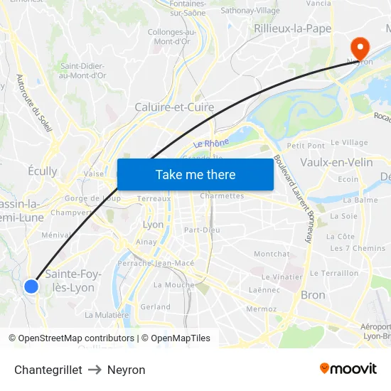 Chantegrillet to Neyron map