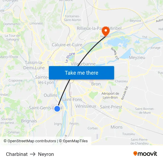 Charbinat to Neyron map