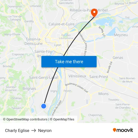 Charly Eglise to Neyron map