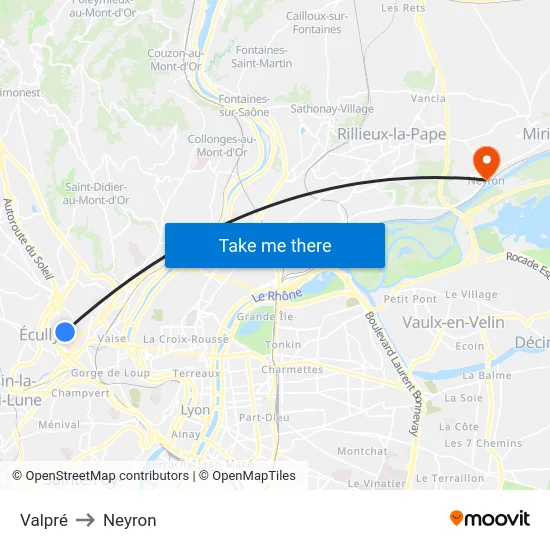 Valpré to Neyron map