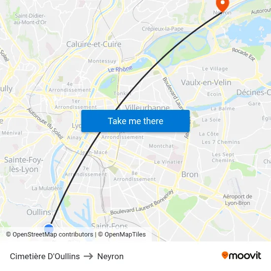 Cimetière D'Oullins to Neyron map